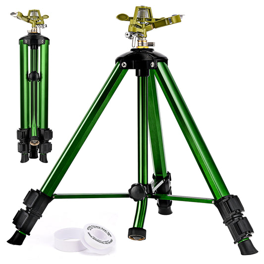 Lawn Sprinklers for Yard, 360°Tripod Sprinklers for Large Area, 3/4" Connector, Adjustable Height 16-37”, Heavy Duty Sprinklers for Garden, Yard, Patio