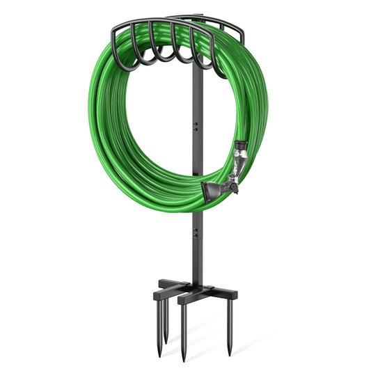 Garden Hose Holder, Detachable Metal Water Hose Holder Stand, Heavy Duty Freestanding Garden Hose Reel Rack and Hose Storage Organizer for Outside Yard