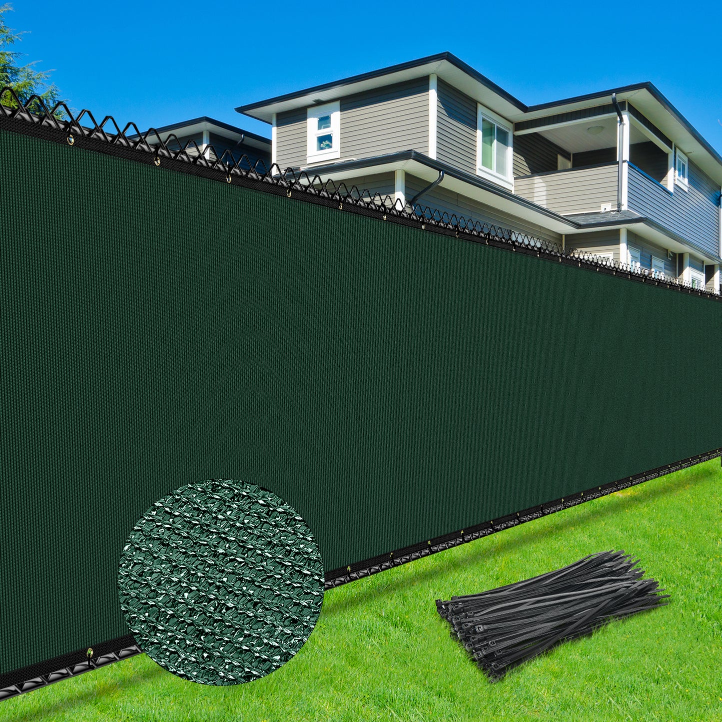 Privacy Fence Screen 6' x 50', 90% Shade Cover with Brass Grommets Heavy Duty Perfect for Outdoor Back Yard, Green