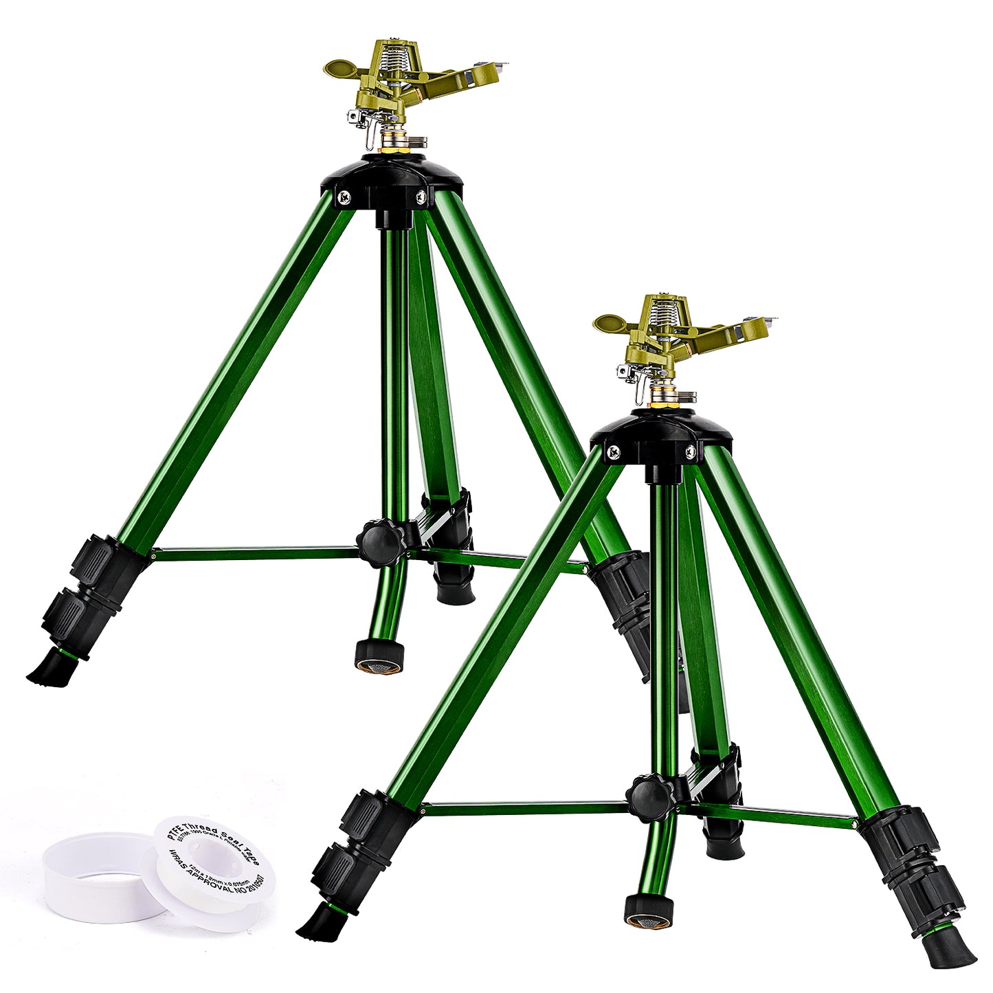 Lawn Sprinklers for Yard, 360°Tripod Sprinklers for Large Area, 3/4" Connector, Adjustable Height 16-37”, Heavy Duty Sprinklers for Garden, Yard, Patio - 2Pack