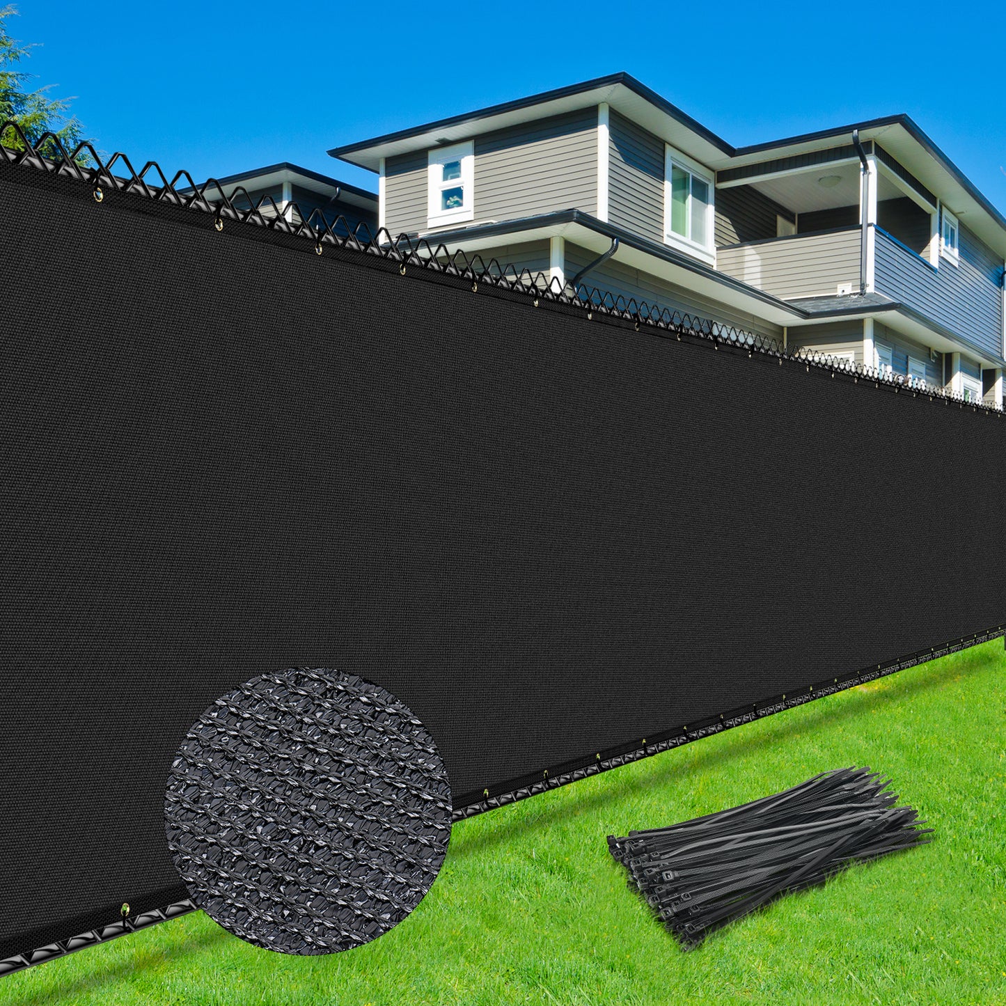 6*50FT Privacy Fence Screen, 90% Shade Cover with Brass Grommets Heavy Duty Perfect for Outdoor Back Yard, Black