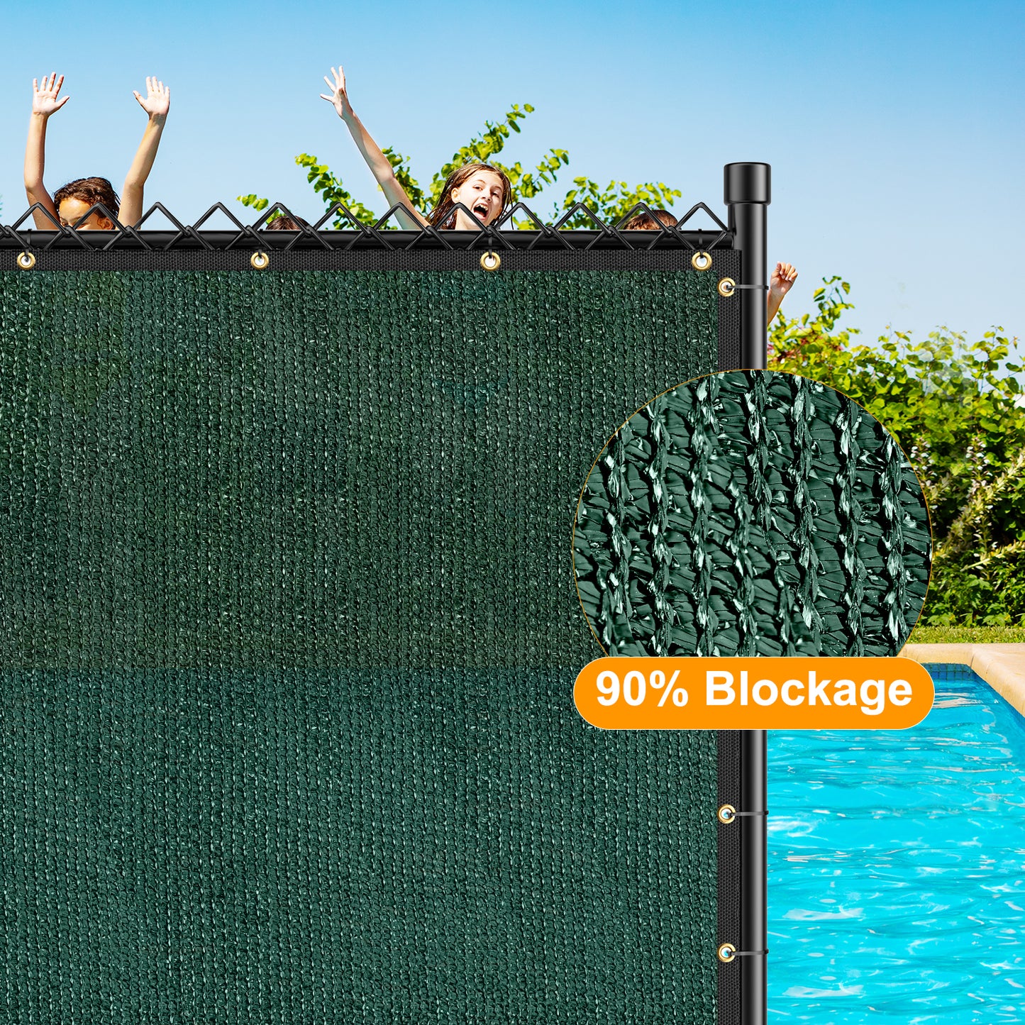 Privacy Fence Screen 6' x 50', 90% Shade Cover with Brass Grommets Heavy Duty Perfect for Outdoor Back Yard, Green