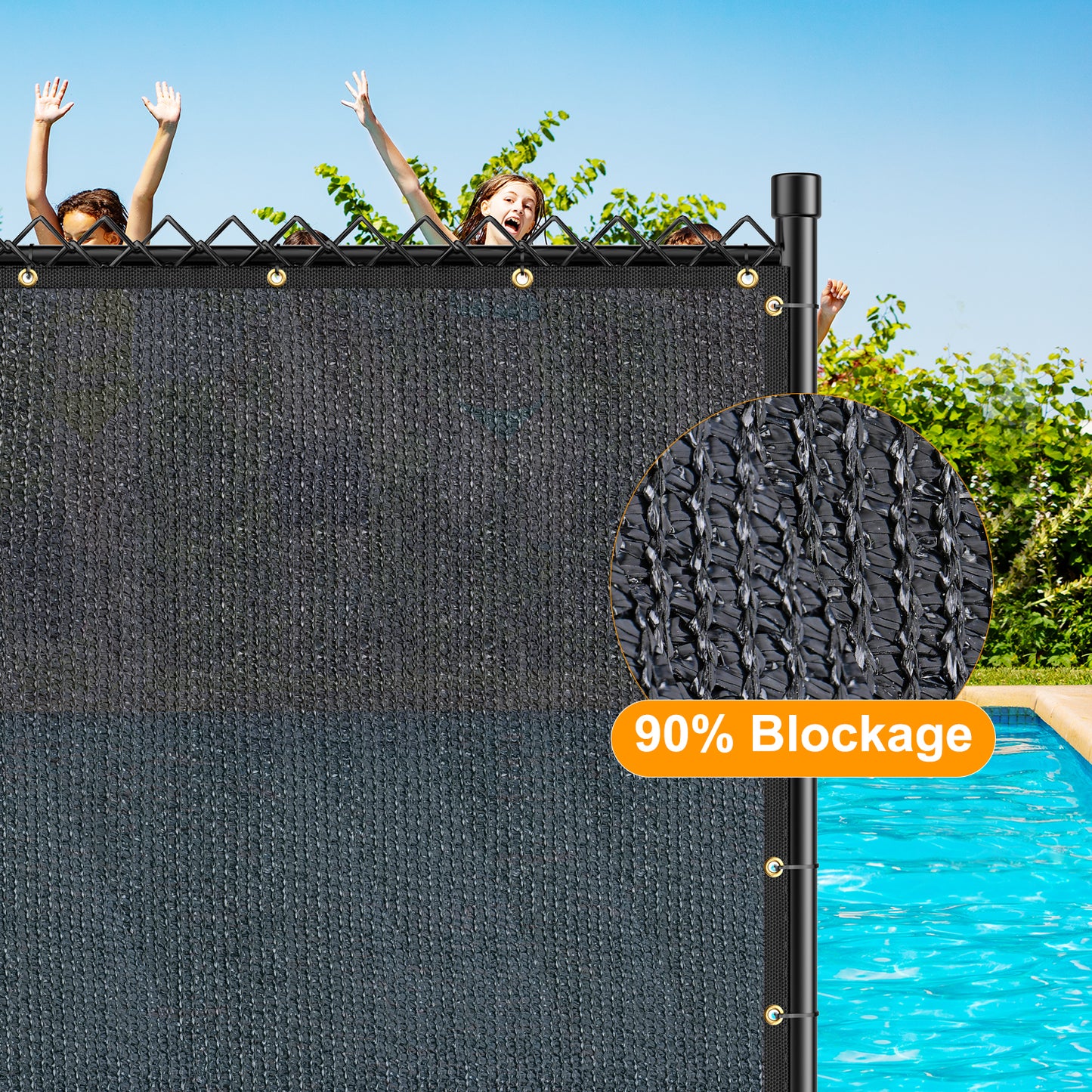 6*50FT Privacy Fence Screen, 90% Shade Cover with Brass Grommets Heavy Duty Perfect for Outdoor Back Yard, Black