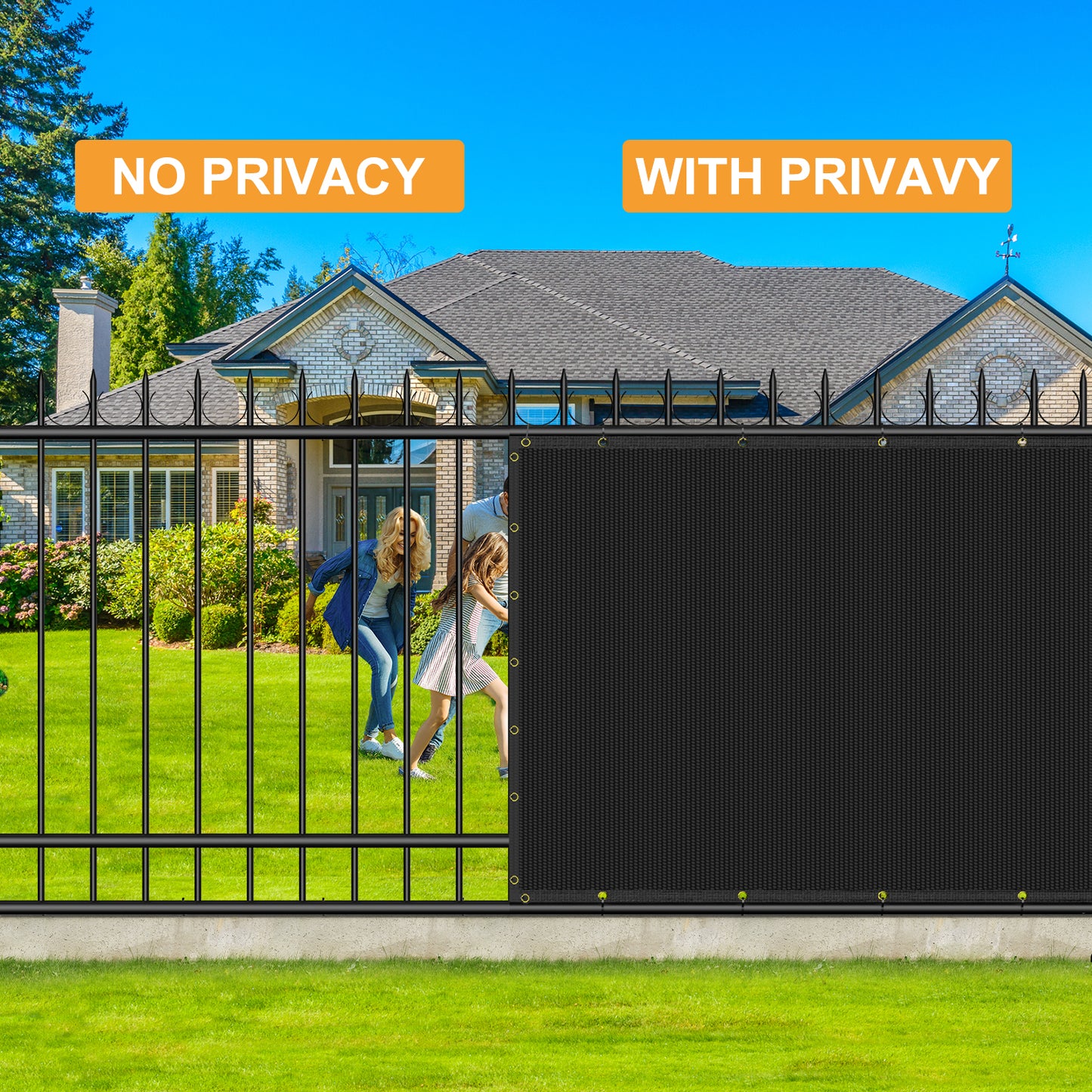 6*50FT Privacy Fence Screen, 90% Shade Cover with Brass Grommets Heavy Duty Perfect for Outdoor Back Yard, Black