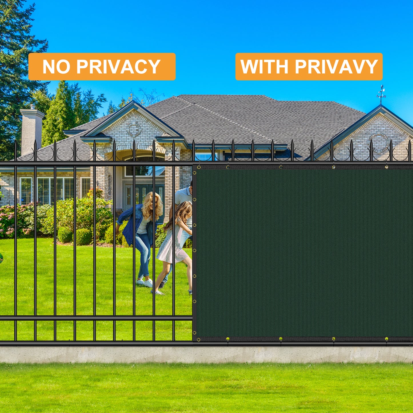 Privacy Fence Screen 6' x 50', 90% Shade Cover with Brass Grommets Heavy Duty Perfect for Outdoor Back Yard, Green