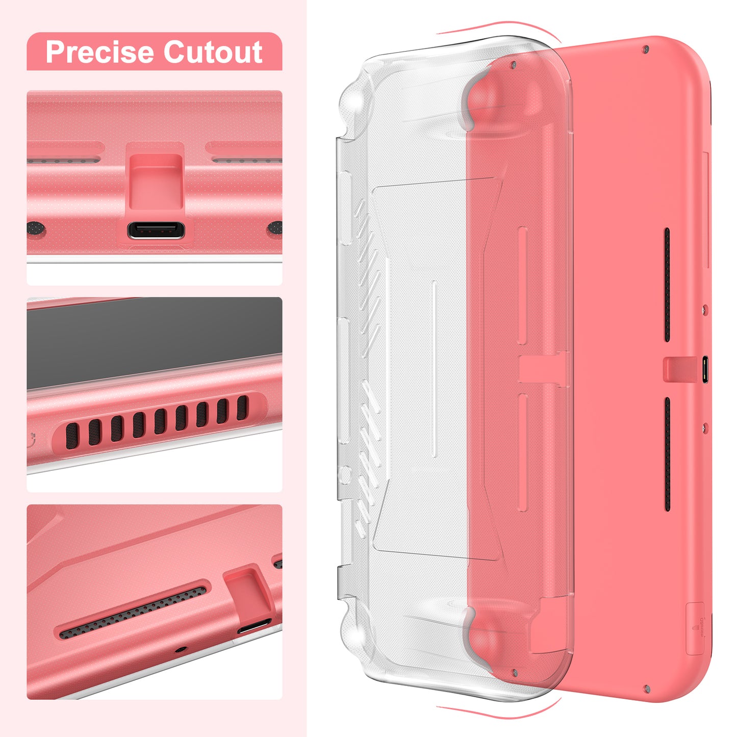 Switch Lite Case, 17 in 1 Switch Lite Accessories Bundle with Carrying Case, Game Case, Screen Protector, Stand, Thumb Grips - Pink