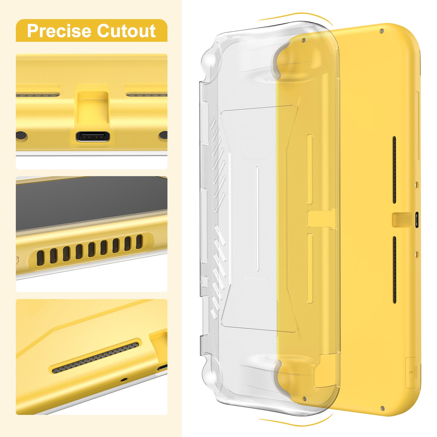 Switch Lite Case, 17 in 1 Switch Lite Accessories Bundle with Lite Carrying Case, Game Case, Screen Protector, Stand, Thumb Grips - Yellow