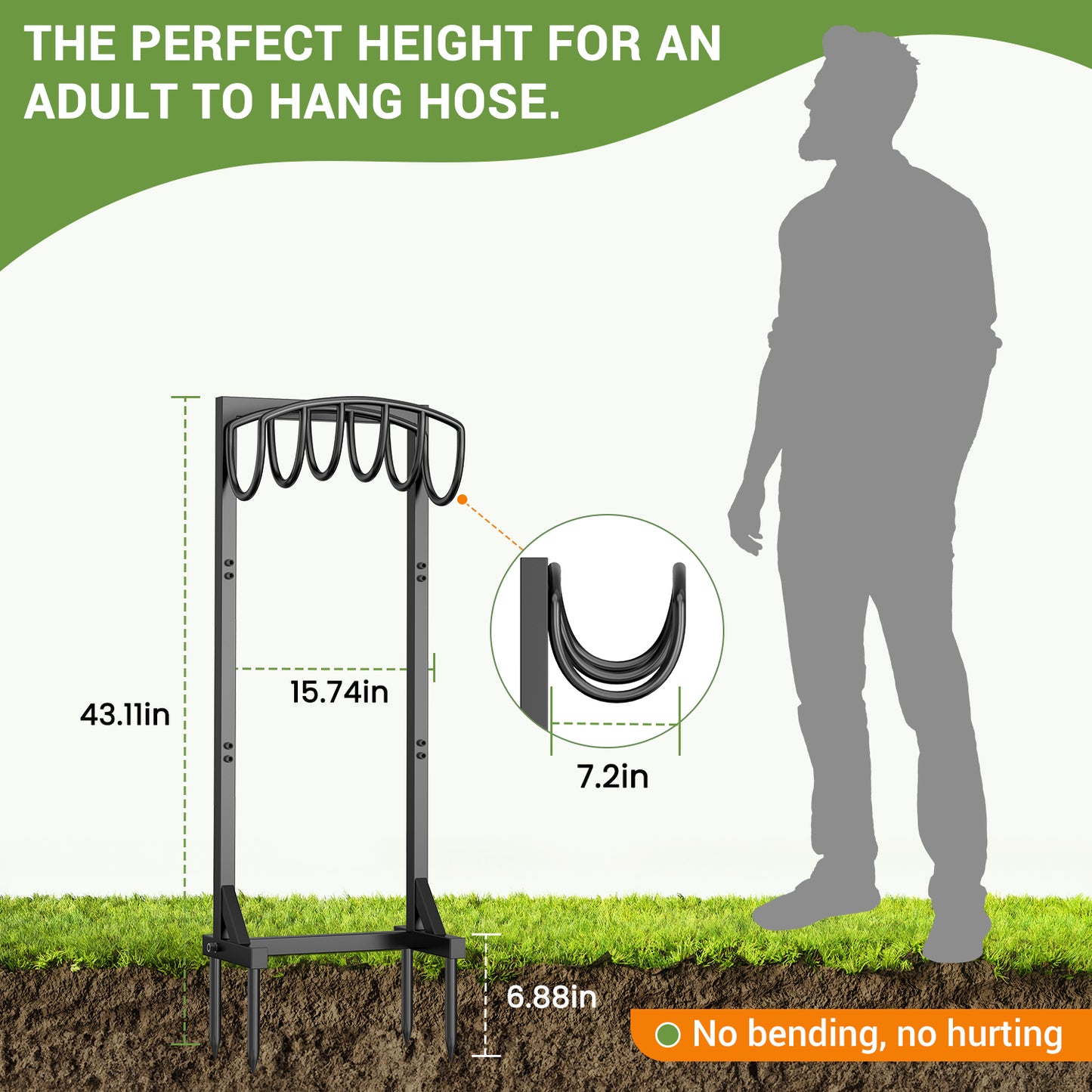 Garden Hose Holder Freestanding, Heavy Duty Metal Water Hose Reels for Outside, Detachable Garden Hose Storage Stand Rack, Black