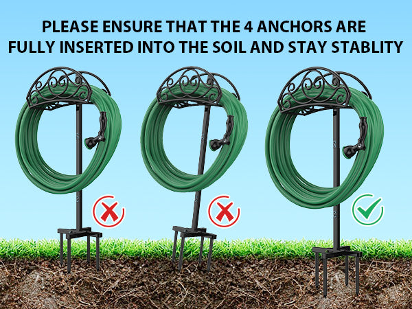 Garden Hose Holder, Heavy Duty Freestanding Hose Hanger Holds 150ft Hose, Outdoor Detachable Metal Water Hose Holder Stand Rack for Yard Lawn