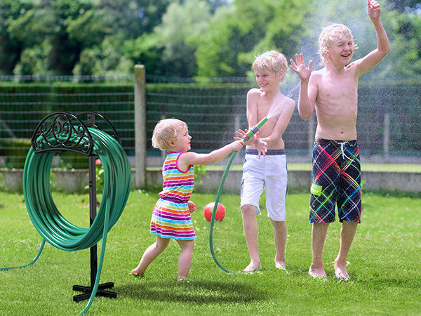 Garden Hose Holder, Heavy Duty Freestanding Hose Hanger Holds 150ft Hose, Outdoor Detachable Metal Water Hose Holder Stand Rack for Yard Lawn