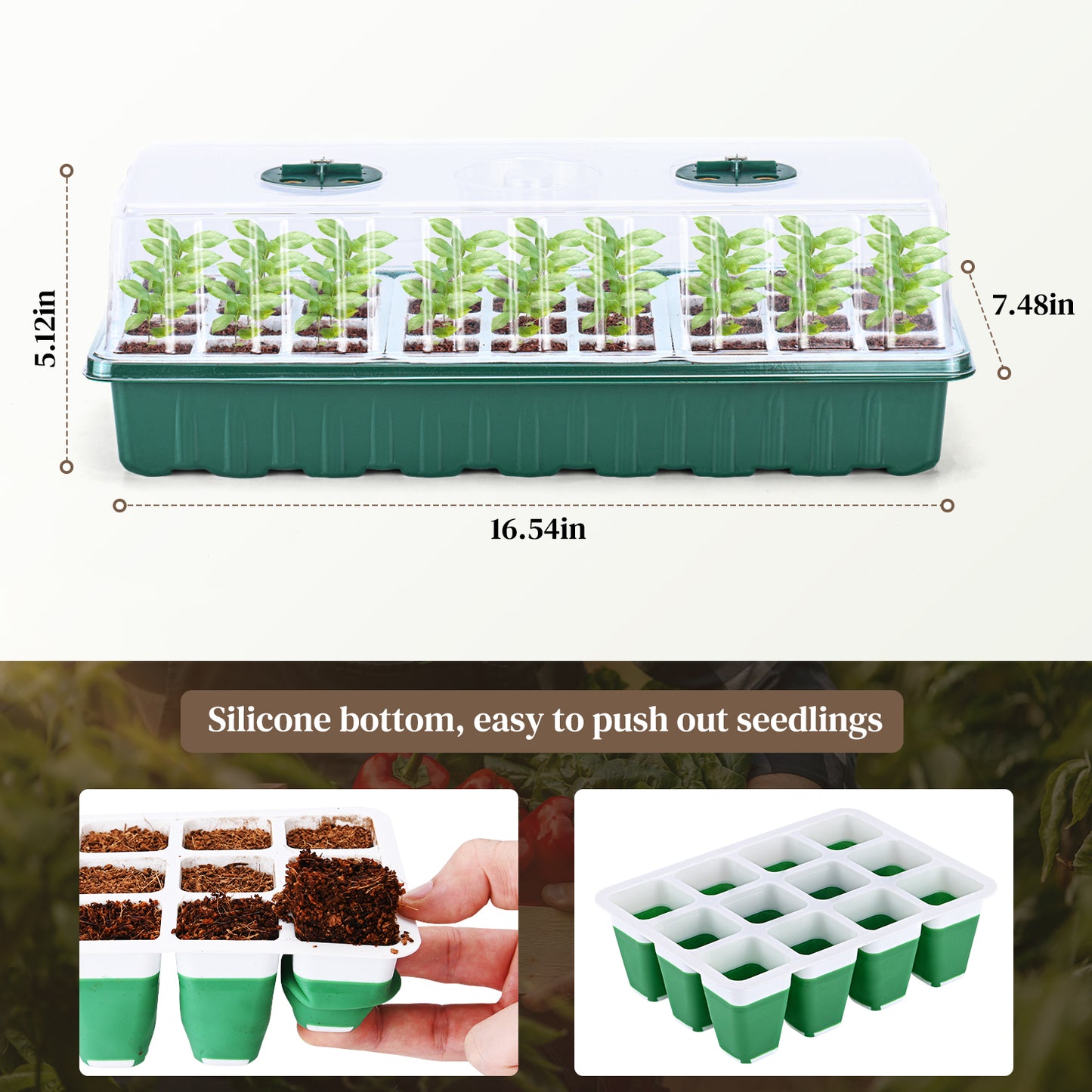 Seed Starter Tray with Grow Light, 6 Pack Seed Tray Kits with 72-Cell/Seedling Tray with Humidity Dome/Indoor Grow Kit for Flowers, Vegetables, Fruits, Herbs Seeds Growing