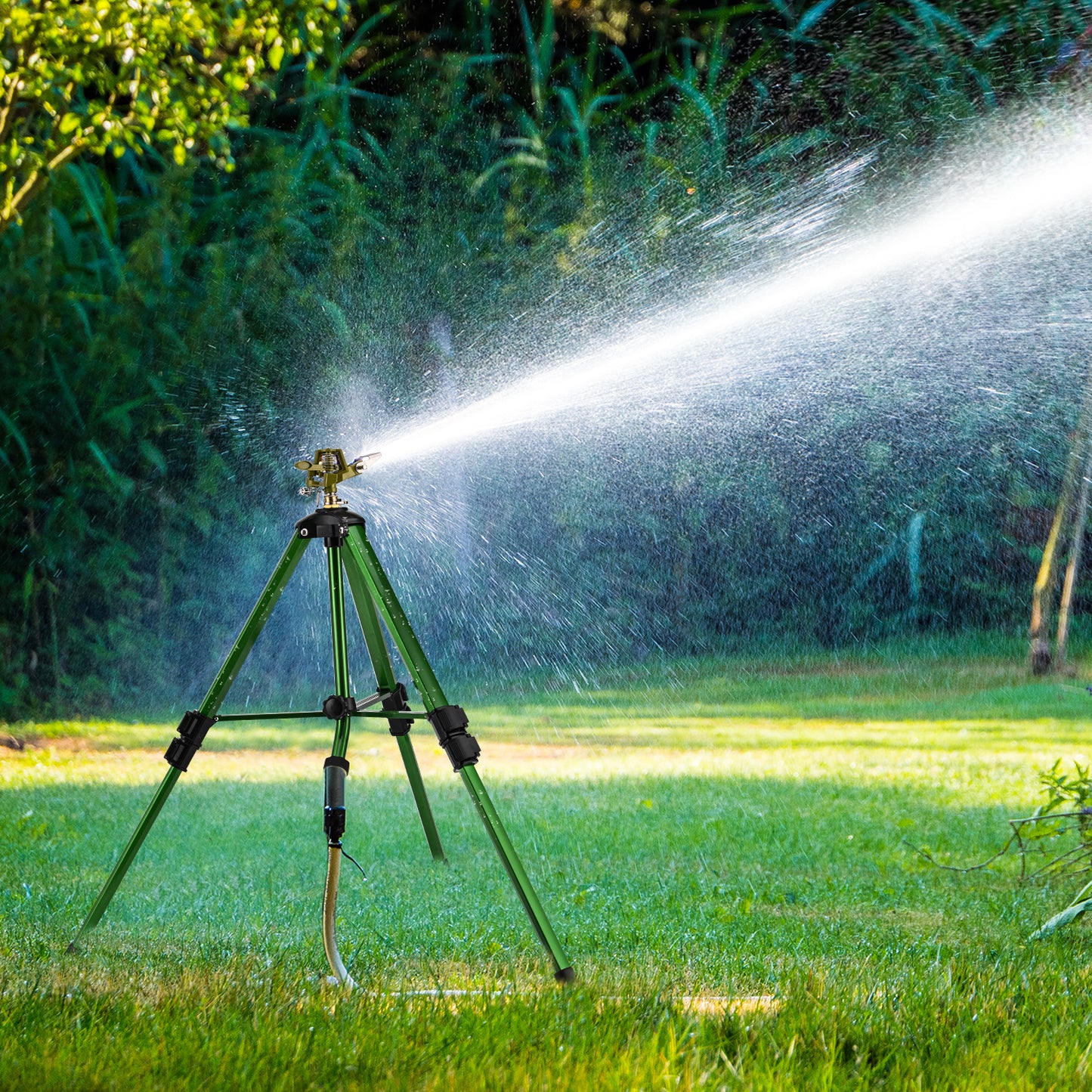 Lawn Sprinklers for Yard, 360°Tripod Sprinklers for Large Area, 3/4" Connector, Adjustable Height 16-37”, Heavy Duty Sprinklers for Garden, Yard, Patio