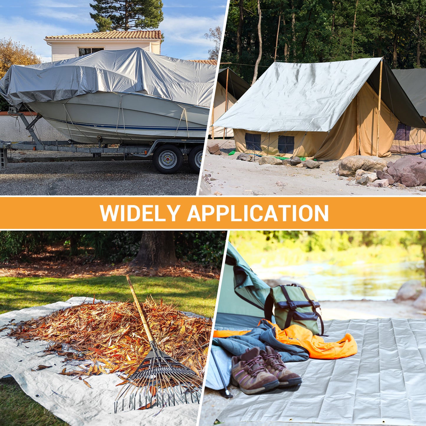 Tarps Heavy Duty Waterproof 10’ X 12’, Extra Thick 16 Mil, Tear & Fade Resistant, 100% UV Blocking, Outdoor Tarp with Reinforced Grommets for Roof, Camping, Patio, Pool, Boat(Silver/Black)