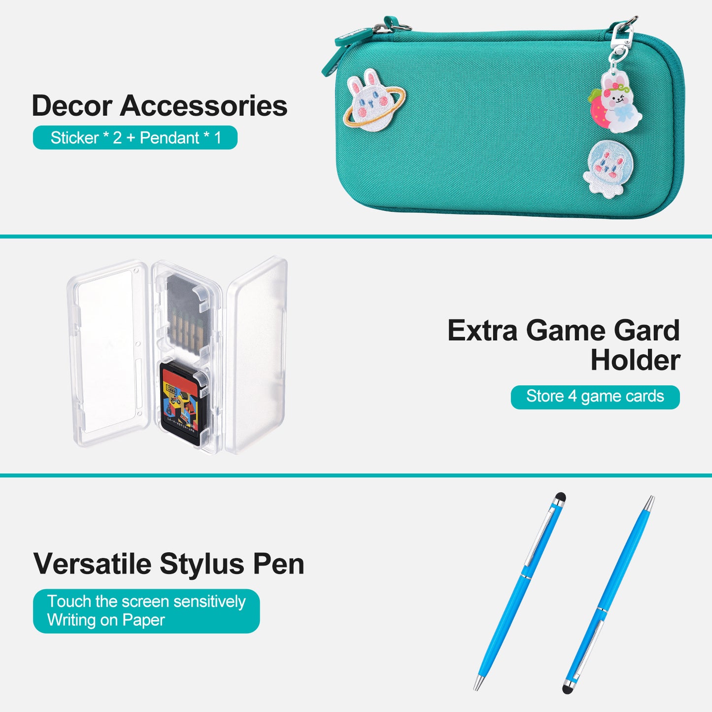 Switch Lite Case, 17 in 1 Switch Lite Accessories Bundle with Carrying Case, Game Case, Screen Protector, Stand, Thumb Grips - Green