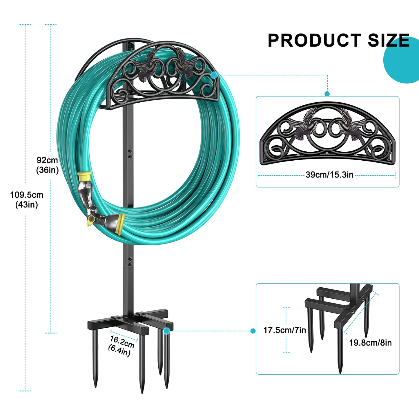 Garden Hose Holder, Freestanding Outdoor Hose Stand, Heavy Duty Water Hose Reels Rack and Storage Organizer for Lawn/Yard/Garden