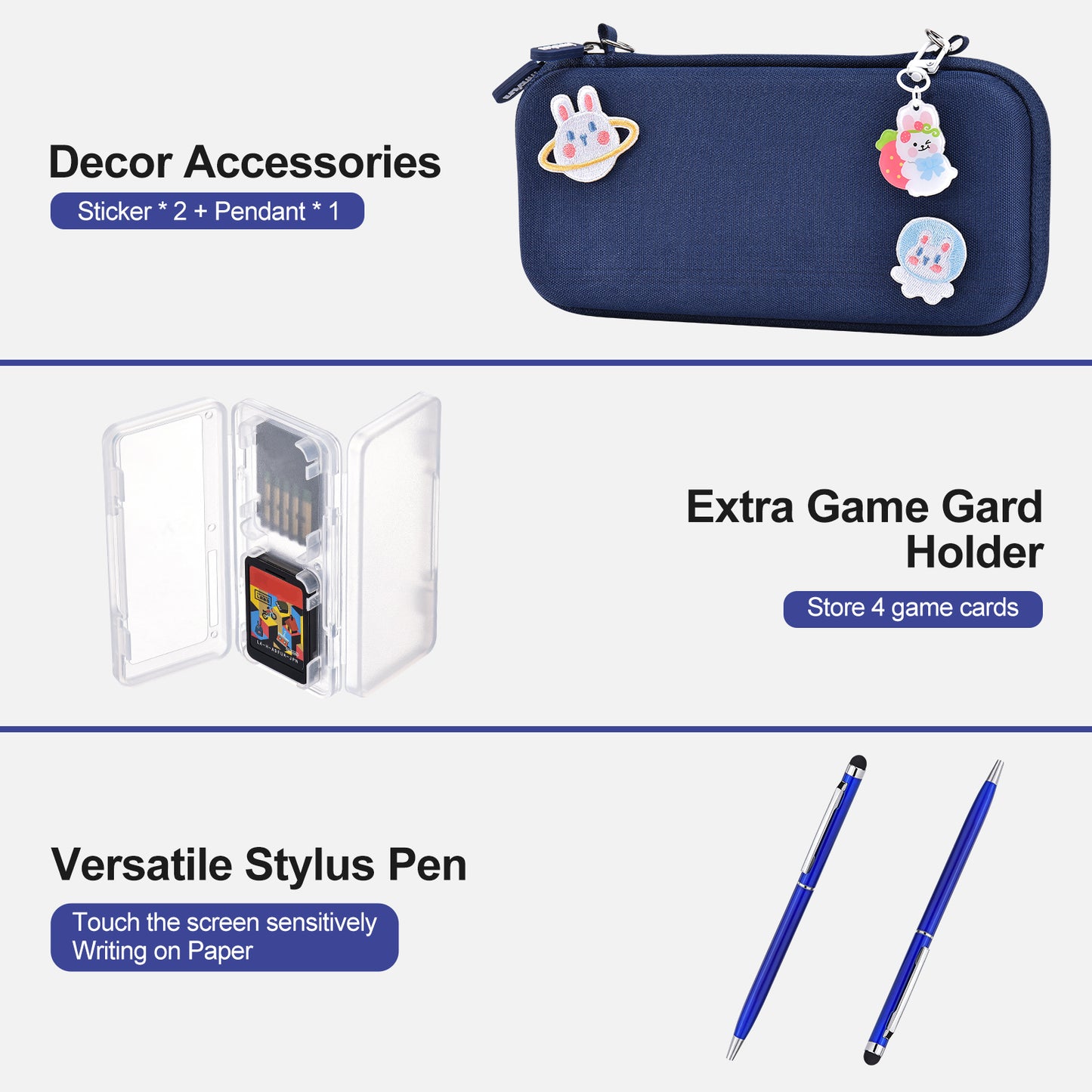 Switch Lite Case, 17 in 1 Switch Lite Accessories Bundle with Lite Carrying Case, Game Case, Screen Protector, Stand, Thumb Grips - Blue