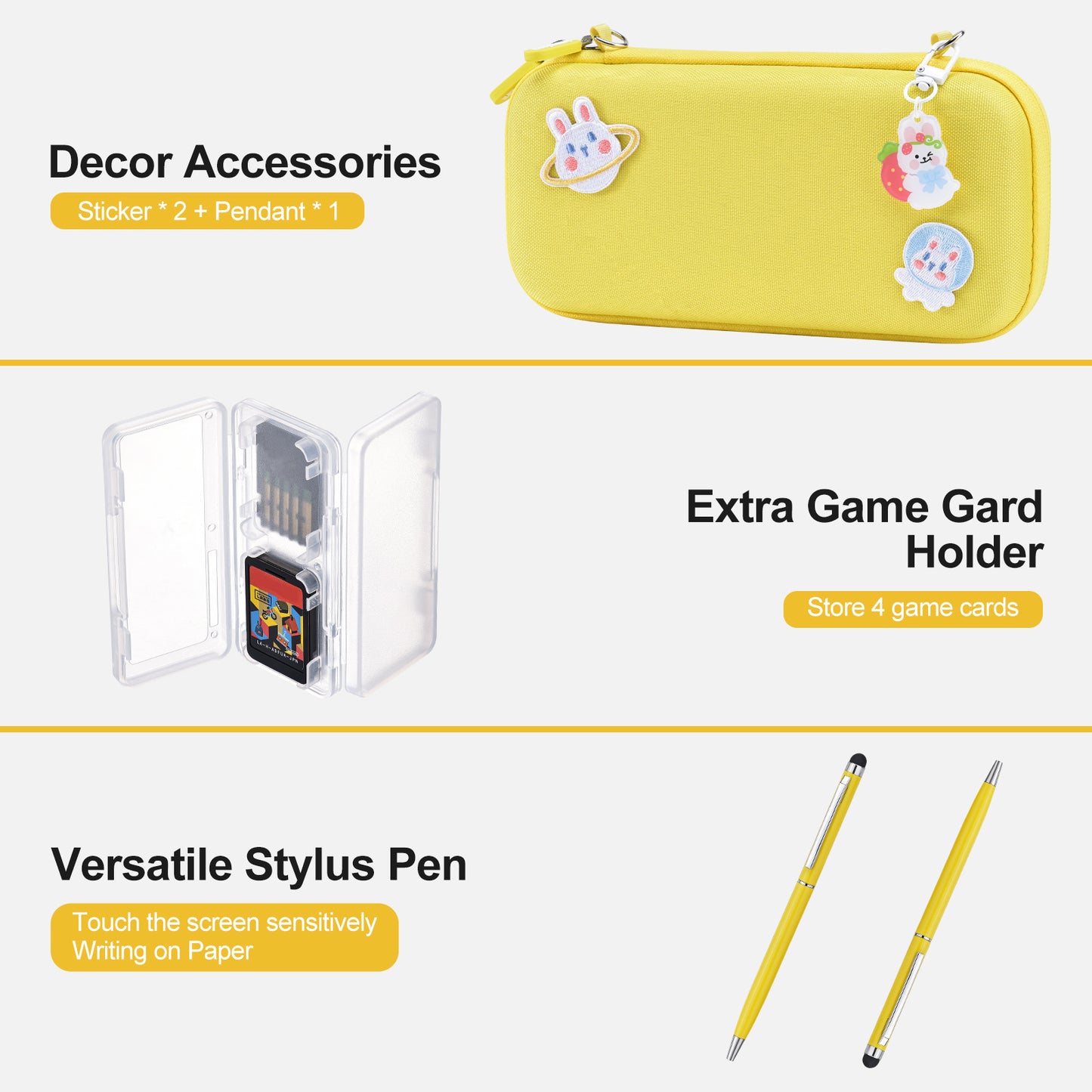 Switch Lite Case, 17 in 1 Switch Lite Accessories Bundle with Lite Carrying Case, Game Case, Screen Protector, Stand, Thumb Grips - Yellow